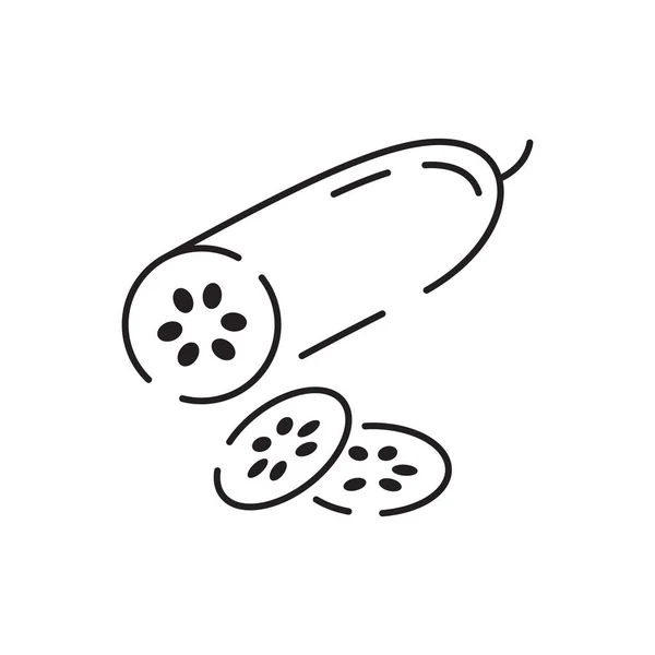 Sebzeler Ince Çizgi Ikonu Vejetaryen Sebzeler Domates Salatalık Kohlrabi Karnabahar — Stok Vektör