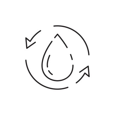 Simge hattı suyu. Sıvı içeceği bırak. Arınma, kirlilik, beyaz arka planda izole edilmiş sağlıklı vektör piktogramları..