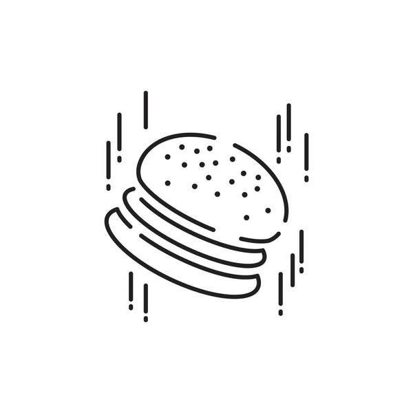 汉堡图标向量分离在白色背景 汉堡包或快餐标志 瘦符号或线条元素的轮廓风格 垃圾食品和肥胖 — 图库矢量图片