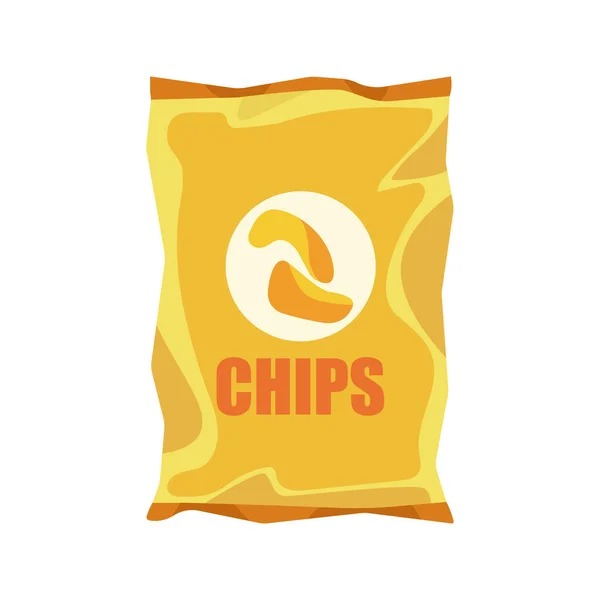 Patatas Fritas Paquete Maqueta Realista Paquete Chips Rojos Con Etiqueta — Vector de stock
