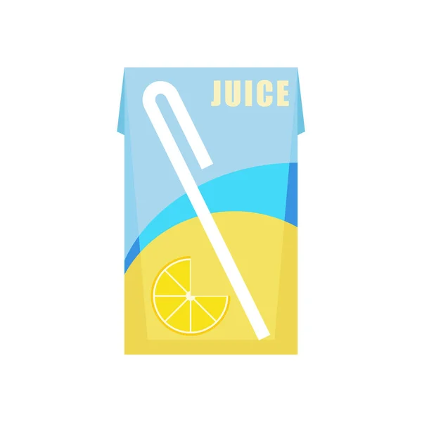Juice Box Vector Illustration Inglês Bebida Fresca Fruta Natural Cartão — Vetor de Stock