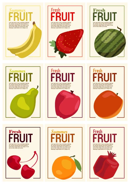 Vector Sommerfruchtset Für Soziale Medien Postkarten Print Handgezogene Birne Granatapfel — Stockvektor