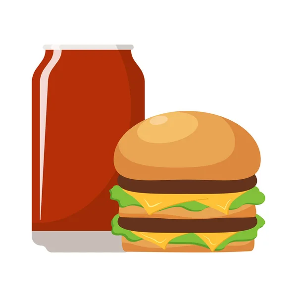 Гамбургер Сода Холодний Напій Або Кава Векторні Ілюстрації — стоковий вектор