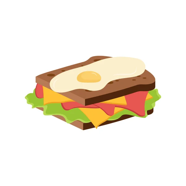 三明治 吃快餐吧 肉丸子 包和传统的火腿和奶酪吐司 矢量剪贴画 — 图库矢量图片