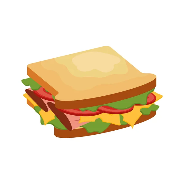 Sandwich Snack Fast Food Meatball Sub Envelopper Jambon Traditionnel Fromage — Image vectorielle