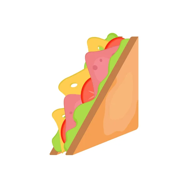 三明治 吃快餐吧 肉丸子 包和传统的火腿和奶酪吐司 在白色背景上孤立的向量图Eps10 — 图库矢量图片