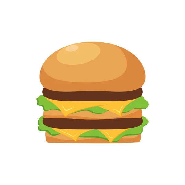 定型化されたハンバーガーやチーズバーガーのイラスト ファーストフードの食事 白い背景に隔離 — ストックベクタ