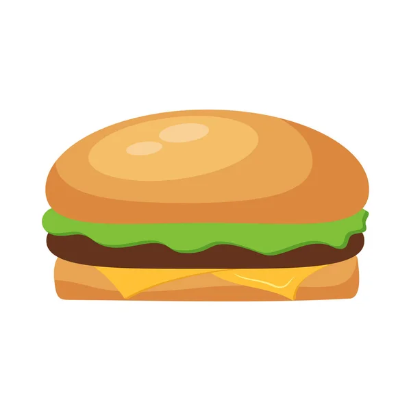 Ilustracja Stylizowane Hamburger Lub Cheeseburger Fast Food Posiłek Izolowane Białym — Wektor stockowy