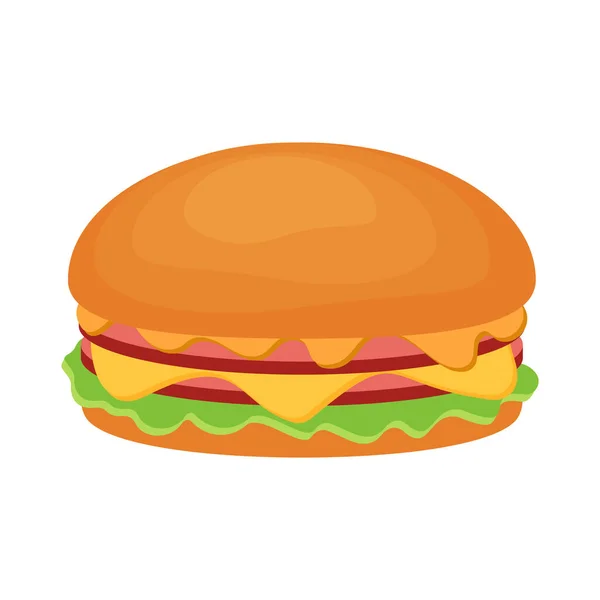 Illustration Hamburger Stylisé Cheeseburger Restauration Rapide Isolé Sur Fond Blanc — Image vectorielle