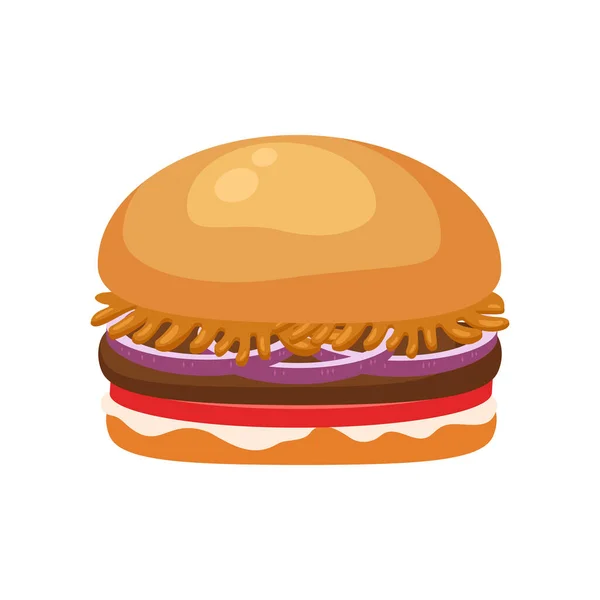 Иллюстрация Стилизованного Гамбургера Чизбургера Фастфуд Изолированный Белом Фоне — стоковый вектор