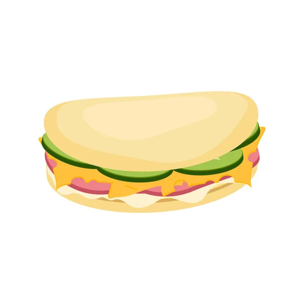 三明治 吃快餐吧 肉丸子 包和传统的火腿和奶酪吐司 在白色背景上孤立的向量图Eps10 — 图库矢量图片