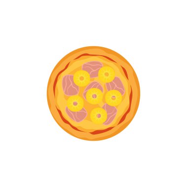 Pizzanın izole edilmiş halinin vektör çizimi. Geleneksel İtalyan fast food. Manzaralı yemek. Avrupa atıştırması.