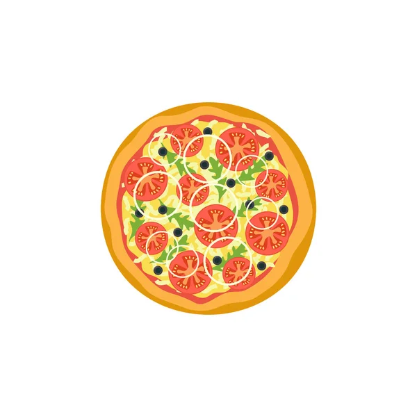 Vektor Illustration Pizza Isolat Bakgrund Traditionell Italiensk Snabbmat Översiktsmat Europeiskt — Stock vektor
