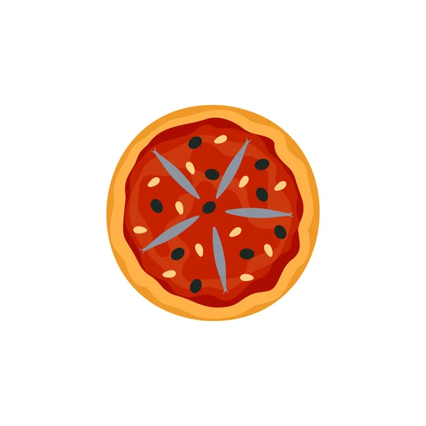 Wektorowa Ilustracja Pizzy Izolowanym Tle Tradycyjne Włoskie Fast Foody Najlepszy — Wektor stockowy