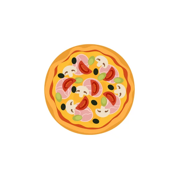 隔离背景下的比萨饼矢量图解 意大利传统快餐 顶级餐 欧洲小吃 — 图库矢量图片