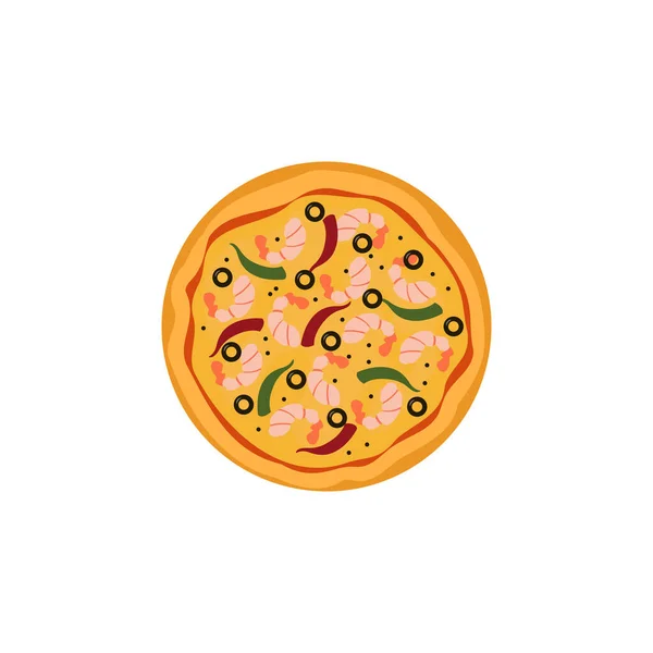 Векторная Иллюстрация Пиццы Изолированном Фоне Традиционный Итальянский Фаст Фуд Обед — стоковый вектор