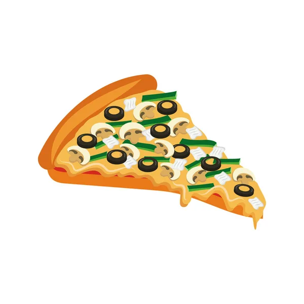 Pizzabit Traditionell Italiensk Snabbmat Översiktsmat Europeiskt Mellanmål Vektor Klipp Konst — Stock vektor