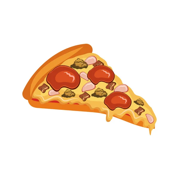 Pizza Plakje Traditioneel Italiaans Fastfood Top Uitzicht Maaltijd Een Europese — Stockvector