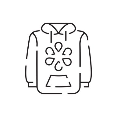 Sıcak kış ya da sonbahar giysi markası ikonu. Ceket dış giyim vektörü. Kot ceketli kadın ya da erkek..