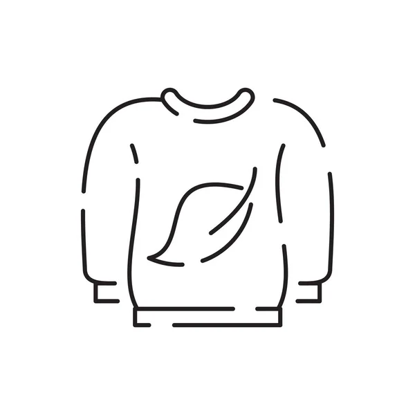 Warm Winter Autumn Clothes Line Icon Jacket Outerwear Vector Denim — Stock Vector