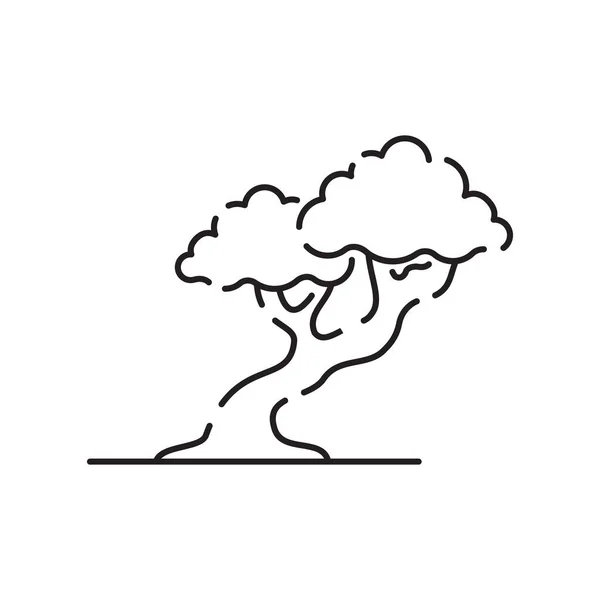 Träd Lineart Stil Linje Vektor Ikon Skog Park Och Trädgård — Stock vektor