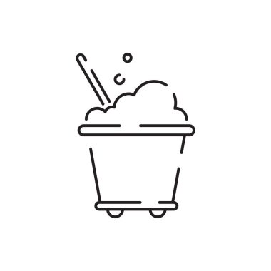 Endüstriyel temizlik. Elektrikli süpürge ikonu. Beyaz arkaplanda izole edilmiş web tasarımı için özet süpürge vektör simgesi.