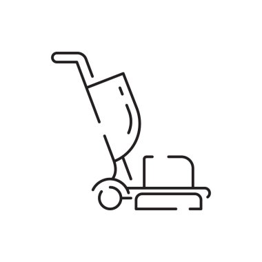 Endüstriyel temizlik. Elektrikli süpürge ikonu. Beyaz arkaplanda izole edilmiş web tasarımı için özet süpürge vektör simgesi.