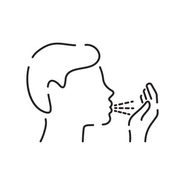 Grip çizgisi simgesi. Bakteri, virüs, mikrop ve koruma kalkanına sahip ince çizgi simgesi.