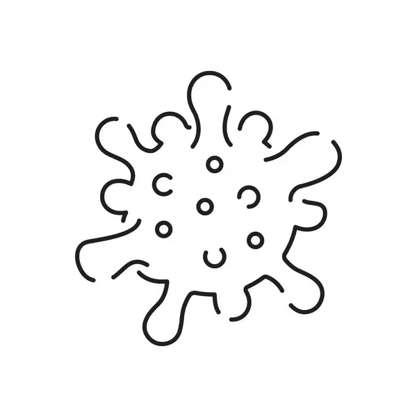 流感线图标 带有细菌 微生物和防护罩的细线图标 — 图库矢量图片