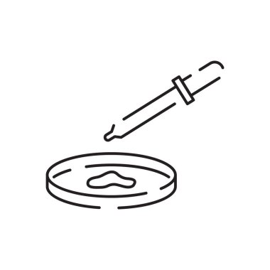 Genetik mühendisliği vektör çizgisi simgesi. Genetik laboratuarı araştırması, biyokimya deneyi. Piktogram konsepti. Taslak sembol. Web grafiklerinin basit vektör materyali tasarımı.