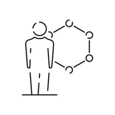 Genetik mühendisliği vektör çizgisi simgesi. Genetik laboratuarı araştırması, biyokimya deneyi. Piktogram konsepti. Taslak sembol. Web grafiklerinin basit vektör materyali tasarımı.
