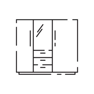 Ev ya da ev dekorasyonu ikonu. Beyaz Arkaplanda Mobilya Konsolu Aynası.