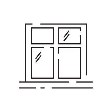 Ev ya da ev dekorasyonu ikonu. Koltuk, mobil konsept ve web tasarımı için doğrusal stil işareti. Sembol, logo çizimi. Vektör grafikleri.