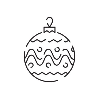 Noel oyuncakları çizgisi simgeleri. Mutlu yıllar vektör illüstrasyonu.