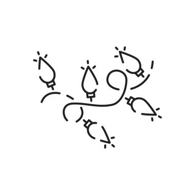 Noel ışıkları çizgisi ikonu. Vektör dekorasyonu Mutlu Yıllar Partisi.