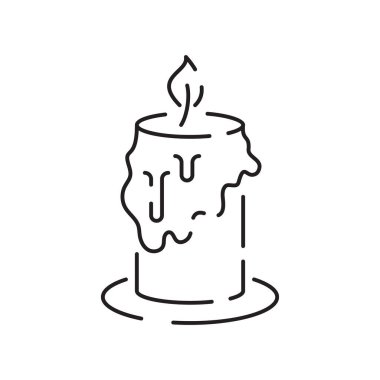 Vektör mum hattı simgesi. Beyaz arka planda siyah Noel sembolleri. Düzenlenebilir felç. Mutlu yıllar, doğum günü ve kilise veya Hıristiyan, dua et..