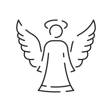 Noel meleği çizgisi ikonu. Mutlu Yıllar Melek Çizgisi Beyaz Arkaplanda Simge.