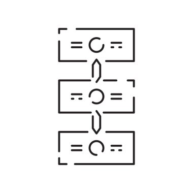 Blockchain vektör çizgisi konsepti simgesi veya logo ögesi. Teknoloji ve para finansmanı.