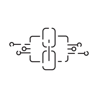 Blockchain vektör çizgisi konsepti simgesi veya logo ögesi. Teknoloji ve para finansmanı.