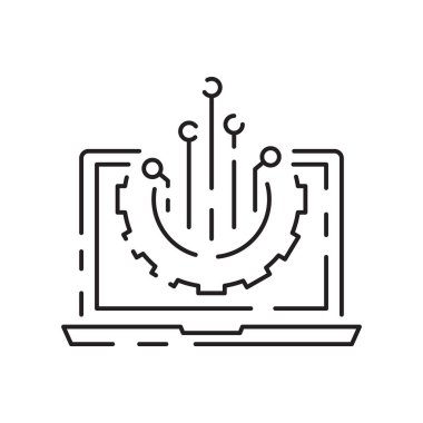 Blockchain vektör çizgisi konsepti simgesi veya logo ögesi. Teknoloji ve para finansmanı.