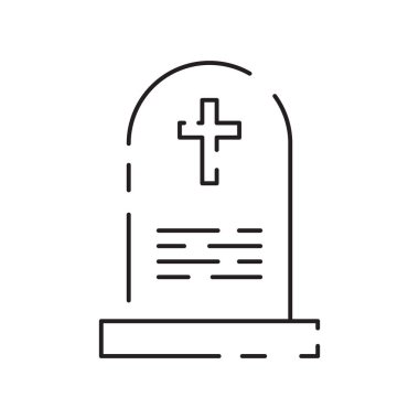 Hristiyanlık çizgisi ikonu. Vektör dini ile ilgili simgeler. İncil, kilise ve haç veya İsa.