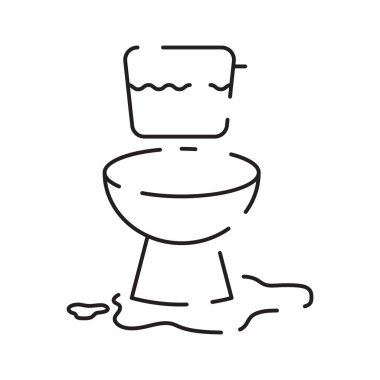 Şehir taşkın hattı ikonu, iklim değişikliği ve ekoloji, su felaketi vektör ikonu, vektör grafikleri, düzenlenebilir çizgi işareti, 10 PS.