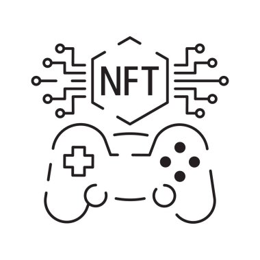 Simge Satırı NFT vektör dijital işareti.