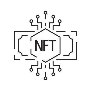 Simge Satırı NFT vektör dijital işareti.