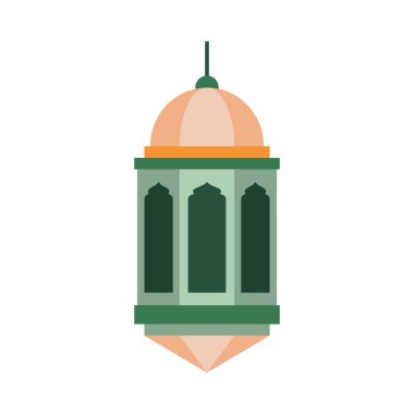 Ramazan lambası düz renkli. Eski Doğu bayramı lambası illüstrasyonu.