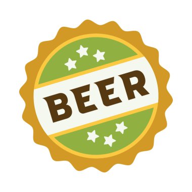 Soğuk bira ikonu ya da işaret. Beyaz arka planda izole edilmiş vektör düz bira illüstrasyonu. Alkol içilen bar ya da bar.
