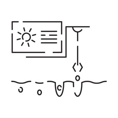 Akıllı çiftlik çizgisi simgesi, akıllı tarım ve tarım simgesi veya simgesi, vektör.