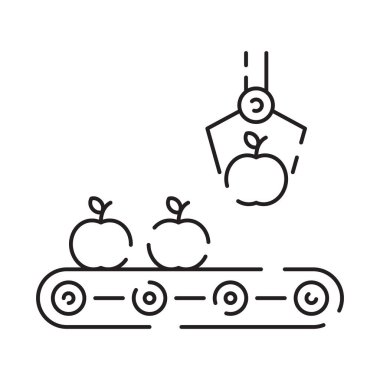 Akıllı çiftlik çizgisi simgesi, akıllı tarım ve tarım simgesi veya simgesi, vektör.
