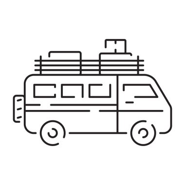 İlgili Vektör Hattı Simgesi Seyahat Et. Sandık, Pasaport, Güneş gözlüğü ve daha fazlası gibi simgeler içeriyor. Yaz tatili öğeleri.