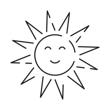 Yaz ve plajın çizgi ikonu. Yaz tatilinin ana hatları..